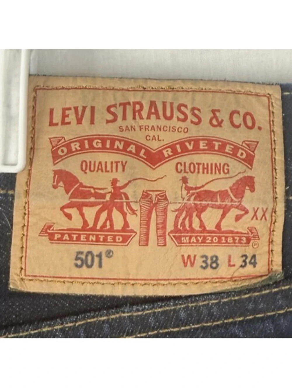 Levis 501 Jeans 38x34 Blue Regular Straight Dark Dirtwash Red Tab Denim